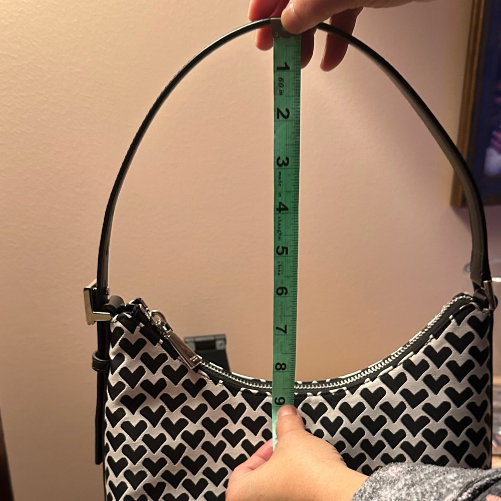 #63. Kate Spade Sam Icon Modernist Hearts Jacquard Shoulder Bag, Cream Black,NWT - Picture 14 of 15
